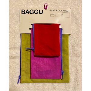 NWT Baggu Flat Pouch Set Vacation Colorblock